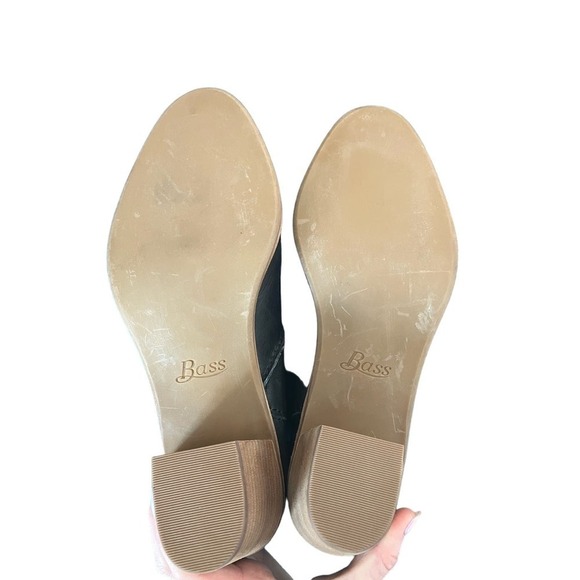 NWOT Bass & Co Sophia Black Leather Pull On Heeled Booties Size Women's 9.5 - Picture 6 of 10